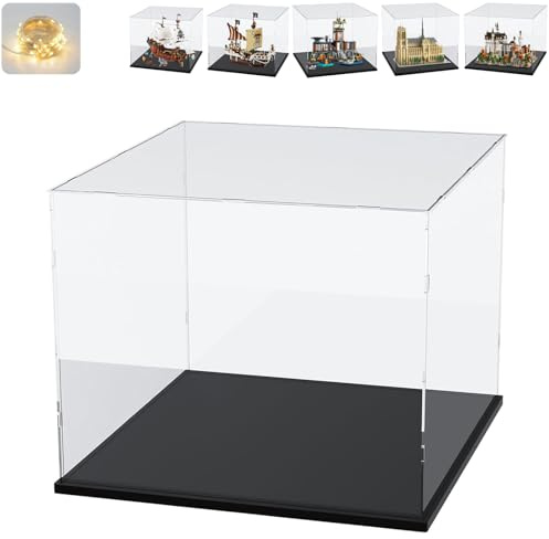 Vitrine Acrylique pour Collection pour Lego 21061 Notre-Dame de Paris pour 75639 Le Bateau Pirate Vogue Merry pour 21063 60419 31109, Boite Plexiglas Transparente Vitrines, Noir Intérieur 50x30x40cm