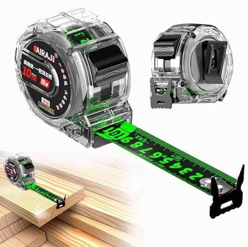 Stainless Steel Tape Measure with Fluorescent 10M*25MM Waterproof Tape Measure, Thicken Ruler Tape with Rust and Corrosion Resistant Stainless Steel for Industrial and Home