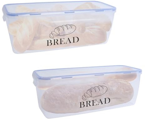 ZoeQide Boîte à Pain Pour Comptoir de Cuisine, Lot de 2 Boîte de Conservation de Pain Avec, Huche à Pain,Conservateur de Pain Pour Pain, Toast, Bagel, Beignet et Biscuits Faits Maison 29 x 10 x 11 Cm