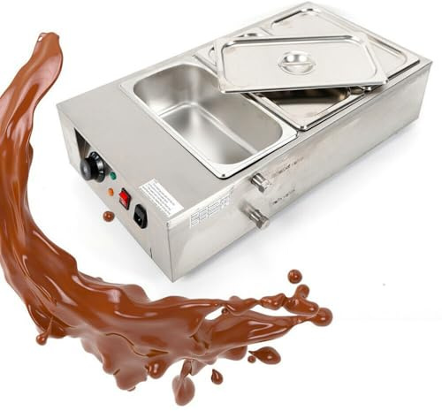 Charocean Chocolate Melting Machine 30-80°C Chocolate Melter 1000W Stainless Steel Hot Chocolate Maker, 3 Tanks, Electric Chocolate Tempering Pot for Commercial & Home Use, UK Plug