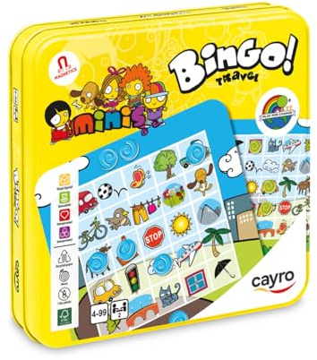 Cayro - Bingo Travel - Juego en Formato Viaje - Juego de Mesa para Niños - Marca más Objetos y Animales para Ganar - 2 Jugadores - Entre 4-99 Años