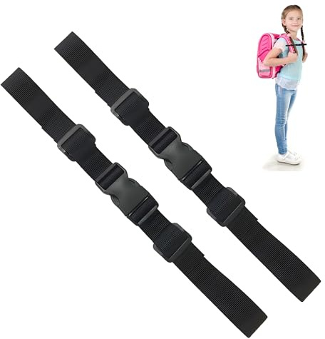 2 Stück Brustgurt rucksack, Verstellbarer Brustgurt Rucksack,Verstellbarer Brustgur Für Schulranzen,Brustgurt Rucksack Kinder Set,rutschfest Strapazierfähiger Brustgurt für Außerhalb Reise (Schwarz)