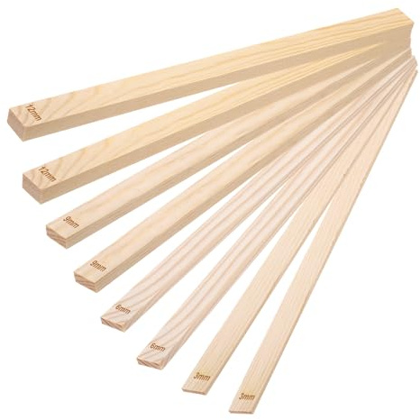 sourcing map 8Pcs Pottery Teaching Rolling Mud Stick Guides, 13 x 0.8 Wood Clay Roller 3 6 9 12mm Thick Ceramic Tools Strips Rolling Guides for Clay Thickness DIY Craft