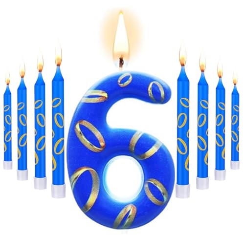6th 4th 5th Cake Topper, 13 PCS Cartoon Cake Decorations Birthday Cupcake Birthday Party Cake Decorations Supplies for (6 Year)