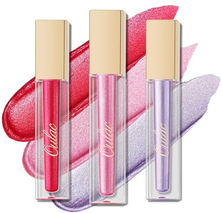 Oulac Lippenstift Metallic Glitzer 2-in-1 Lipstick＆Lidschatten Lippenstift 8 Stunden Halt Leichter Lippenstain Hochpigmentiert Wischfest Wasserfester Set 3