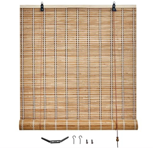 Sh000ad Bambus Rollos Retro Bambusrollo Sonnenschutz Sichtschutz Jalousie Raffrollo Seitenzugrollo Lichtfilter Innen- und Außenrollos Für Fenster & Tür,Anpassbar,Breite x Höhe (90cm x 90cm)