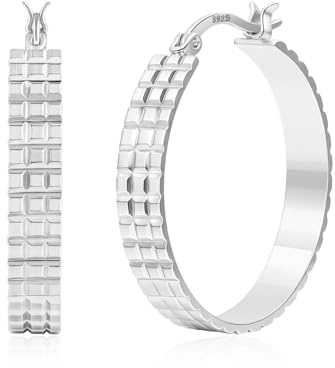 Senteria 5 mm stora creoler lätta silverörhängen för kvinnor, silver, allergivänliga creoler för kvinnor, 30/40/50 mm, Silber-30MM, Sterlingsilver, Ingen ädelsten