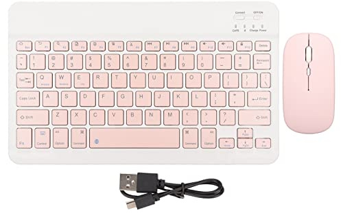 Tastiera e mouse wireless, combinazione tastiera e mouse Bluetooth ricaricabile, set tastiera mouse wireless compatto portatile ultra sottile for Windows, laptop, PC rosa/2801(Pink)