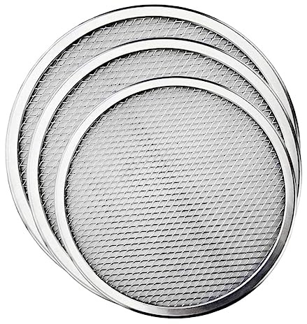 DECORNIJIA Plaques à Pizza en Alliage D'aluminium Accessoire de Cuisson Lot de 3 Rondes Surface Lisse et Résistante aux Rayures pour Usage Domestique