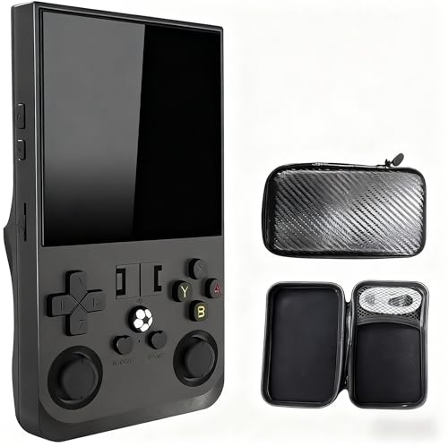R36MAX Console di gioco portatile retrò, schermo IPS da 4,6 pollici, memoria da 64 GB, oltre 18000 giochi, batteria da 4000 mAh, nero