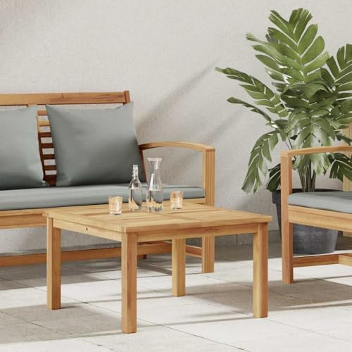 Qnhdfrt Couchtisch Braun 60x60x36 cm aus Teak-Massivholz Modernes Design Langlebiger Gartentisch platzsparender Loungetisch für Balkon Terrasse und Wohnzimmer