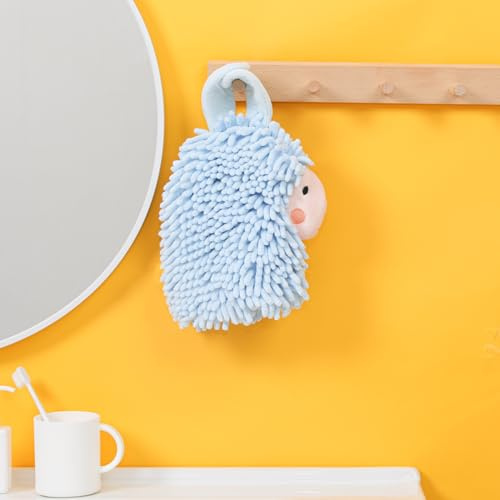 Tyrafry Cute Alpaca Hand Towel with Hanging Loop, Bathroom Animal Towel for Kids, Super Soft Chenille Absorbent Washcloth for Kitchen, Bathroom, and Bedroom, Blue