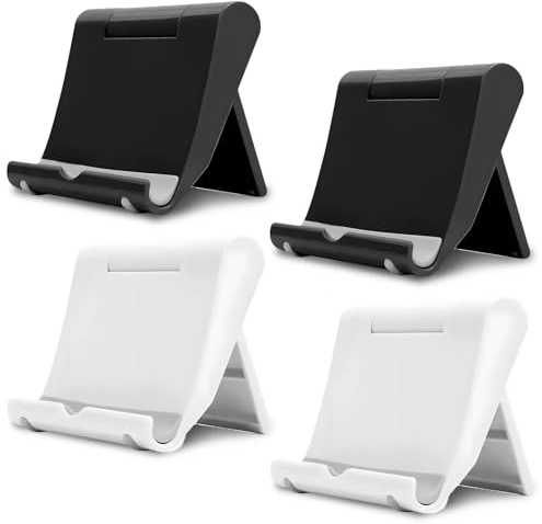 JazRvr 4 Stück Faltbar, Handy ständer, Smartphone ständer, handyständer für Tisch, Handyständer Für Tisch, Smartphone Ständer, Schwarz Und Weiß