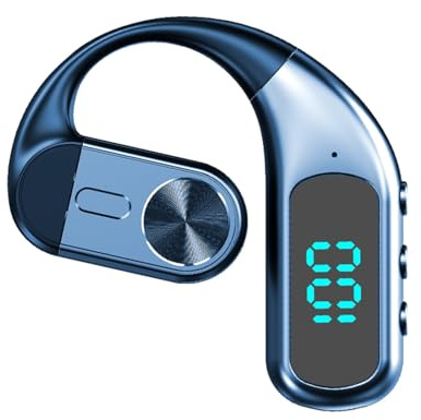 Mono Open Ear Bluetooth Headset, Single Ear Hook Handsfree Phone Earpiece, ENC Noise Cancelling Hands Free Ear Piece, IPX5 Waterproof Earphone, 30H Talk Time for Office Work/Drivers/Warehouse/Security