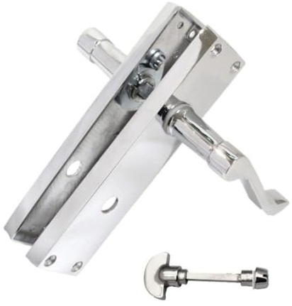 Haven Heritage Victorian Scroll Lever Door Handles on Plate – Classic Traditional Interior Handles – Lock & Bathroom Variants – Multiple Pack Sizes (Bathroom Version)