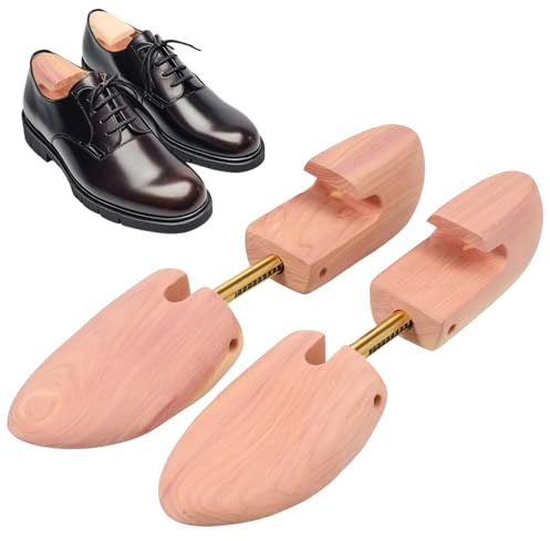 BAODBF 2 hormas para zapatos de madera de cedro, dilatadores de zapatos, elásticos, para cuidado y antiolores, para hombre y mujer, tamaño ajustable 34-50 (XL)