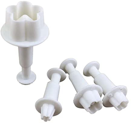 SHYYOULQE 4 st blommor bakform kök kex kakskärare bakverk kolv 3D stämpel form fondant tårta dekorationsverktyg bakverk kolv