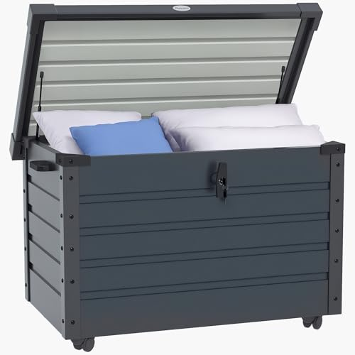 Outsunny Gartenbox Metall 295 Liter Wasserdicht 100 x 62cm Dunkelgrau