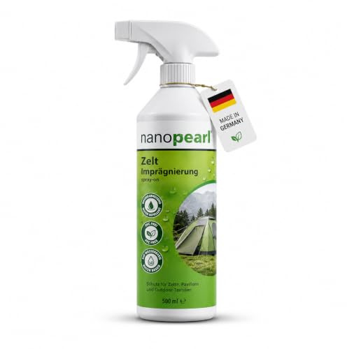 NANOPEARL Zelt Imprägnierspray wasserdicht UV- und Schimmelschutz | Für Zelt, Vorzelt, Pavillon und Zeltboden. Schützt vor Nässe, UV und Schimmel, bleibt atmungsaktiv. Made in Germany