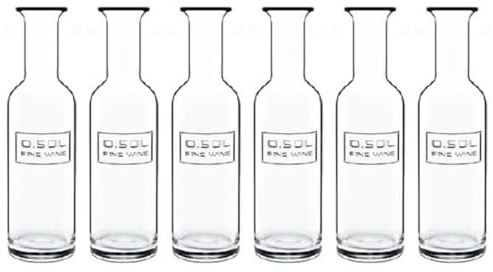 Bormioli Optima Fine Wine - Set di 6 bottiglie di vetro da 500 ml, moderne bottiglie di vino e bevande in vetro trasparente, per servire vino, acqua o succhi fatti in casa, made in Italy