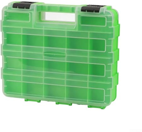 Boîte de rangement à outils double face en plastique avec cloisons amovibles pour vis, écrous, boulons, petites pièces