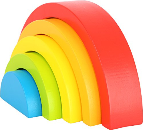 small foot Holzbausteine Regenbogen, Babymotorikspielzeug mit fünf Formen, ideales Greif - und Stapelspiel,10585, 1 Jahr to 99 Jahre