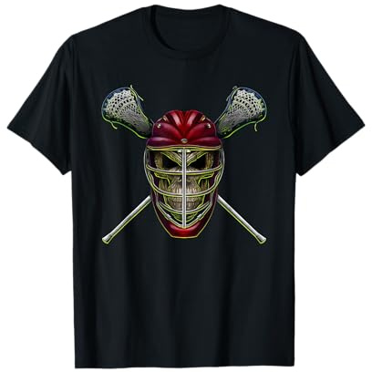 Lacrosse Shirt Sticks Crossed Skull Helmet T-Shirt