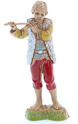 Moranduzzo Joueur de Flûte pour Crèche de 10 Cm Échelle 1:20 - Figurines de Crèche Indestructibles - Style 700', Peinture Finition à la Main, Produit Officiel, Fabriqué en Italie, Sculpteur M. Landi
