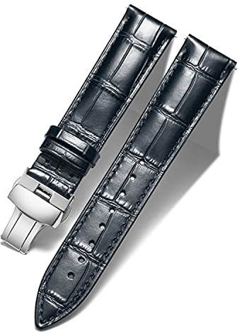 BINLUN Läder Klockarmband Snabbspänne med silverfärgat fjärilsspänne 12mm 13mm 14mm 15mm 16mm 17mm 18mm 19mm 20mm 21mm 22mm 23mm 24mm för män och kvinnor