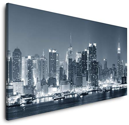 New York Skyline 120x 60cm Panorama Leinwand Bild XXL Format Wandbilder Wohnzimmer Wohnung Deko Kunstdrucke