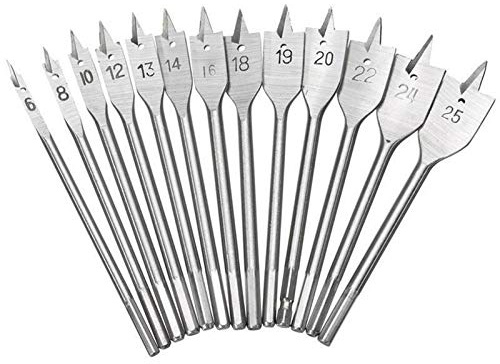 Trapano piatto per legno, lavorazione del legno a tre punti, 5 pezzi, 25 mm, punta piatta per legno – argento, per trapani elettrici, punte ricaricabili