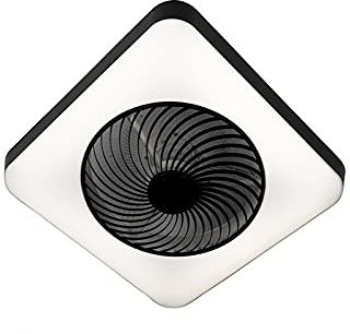 Qazqa led Design Deckenventilator mit Fernbedienung mit Fernbedienung - Climo - Schwarz, QuadratischBürolampe, 3000K - 6500K, 55cm, Ideal als Bürolampe, Wohnzimmerlampe und Schlafzimmerlampe