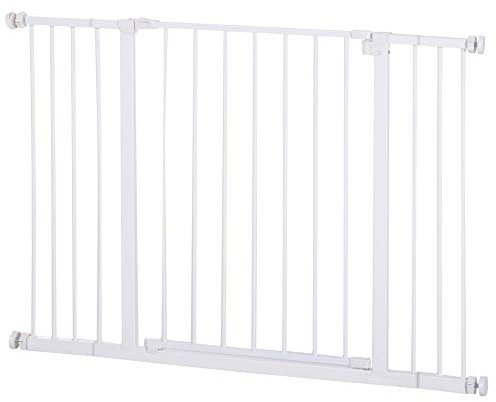PawHut Dog Gate Pet Safety Gate Stair Barrier Pressure Fit Adjustable 76-82/86-97/101-107 cm, White