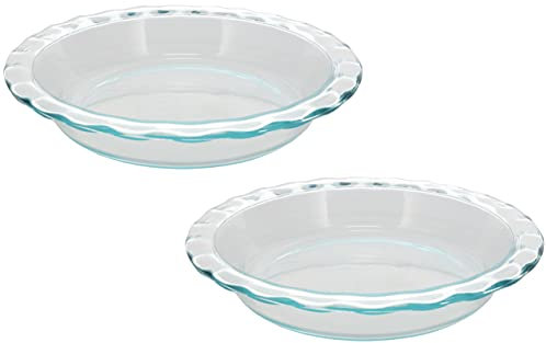 Pyrex (2 Fluted Rim Glass Pie Plates (9.5in x 1.6in) Made in the USA, 1105393