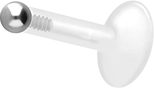 PIERCINGLINE PTFE Labret mit Innengewinde | Titan AUFSATZ KUGEL| Piercing Lippe Nase Ohr Helix | Farb & Größenauswahl