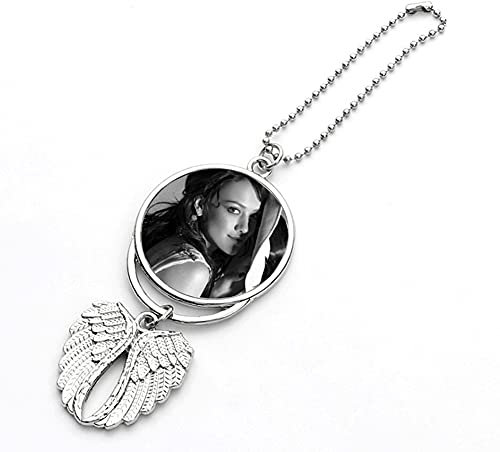 Personalisierter Schutzengel-Auto-Anhänger, Aluminiumlegierung Rückspiegel Bunte Foto-Auto-Hänge, Für Männer, Frauen, Freunde, Liebhaber, Familien (Sliver)