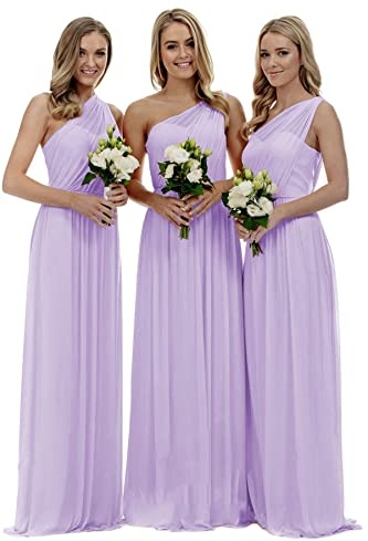 dinavian Women's One-Shoulder Chiffon Evening Party Ball Gown Prom Wedding Bridesmaid Dress