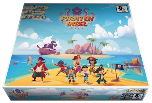 Isenmann Games Piraten Insel - Schatzsuche ist EIN Kinderspiel | Kooperatives Brettspiel für Kinder ab 4 Jahre 2-4 Spieler Grabt nach Schätzen, kämpft gegen und entkommt dem Seemonster Deutsch