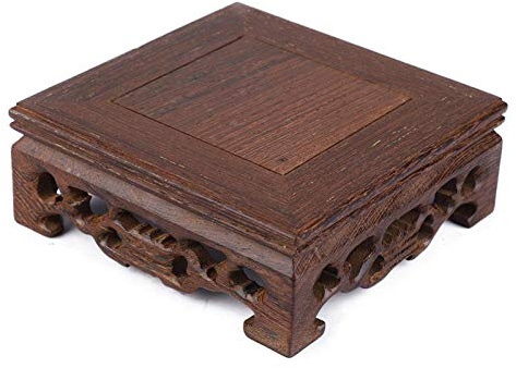 Miskall Square Teapot Pedestal, Wooden Small Teapot Base Wooden Vase Stand Solid Oriental Vase Bonsai Decoration for Home Office(10x10x3.7 cm)