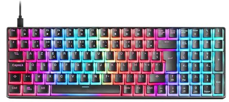Mars Gaming MKULTRA, Langue Français, Clavier Mécanique Noir RGB, Compact 96%, Switch Outemu SQ Marron