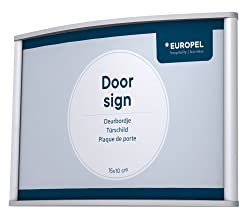 EUROPEL Türschild einfach und elegant, leicht gewölbt 15X10cm. Schrauben oder kleben, Quer- oder Hochformat, PVC-Entspiegelte Abdeckscheibe, Farbe silber, inkl. Montagematerial (Schrauben+Klebeband)
