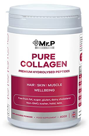 MR.P Health Pure Collagen in Polvere 400g Collagene Bovino Tipo I III Integratore Alimentare Non Aromatizzato Ideale per Pelle Capelli Unghie Articolazioni Muscoli Senza Glutine Fornitura 30 Giorni