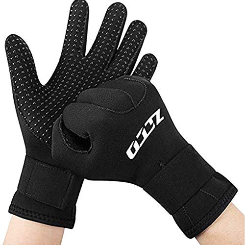 Tauchhandschuhe, Neoprenhandschuhe, 3 mm, rutschfest, flexibles Thermo-Material zum Schnorcheln, Schwimmen, Surfen, Segeln, Kajakfahren, Tauchen, Schwarz, XXL