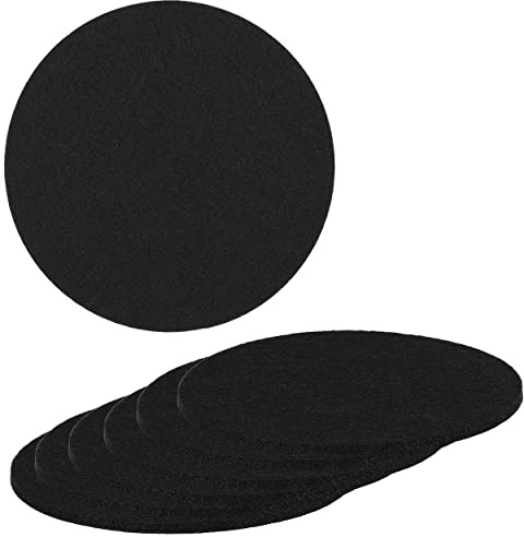 mumbi Lot de 6 Dessous de Verre en Feutre Noir 15 cm - Rond - 3 mm d'épaisseur