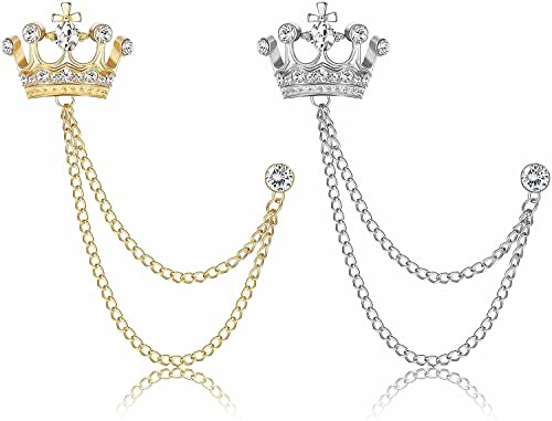 Adramata Chaîne Épinglette et Couronne Accessoires Costume Cadeau Fête Pères
