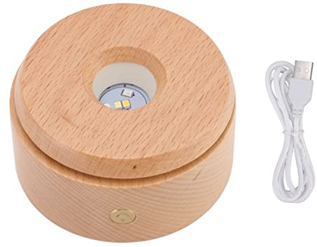 Base Luminosa Led De Madera Giratoria Multimodo Atenuación Táctil Base De Lámpara Colorida USB Cristal 3D Ilustraciones Base Arte Soporte De Pantalla LED