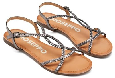 GIOSEPPO Sandalias Color Plomo de Tiras Finas Trenzadas para Mujer nioaque