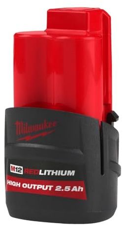 Milwaukee Batería de Iones de Litio M12 HB2.5 de 2.5 Ah 12 V de Alto Rendimiento