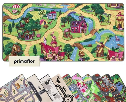 Primaflor Interaktiver Kinderteppich - 160 x 200 cm, Candy Town, Made in Europe, mit Straßenmotiv, Straßen-Teppich für Kinderzimmer, für Jungen & Mädchen