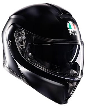 AGV Streetmodular ECE 22-06 Mono, Modularer Helm, Motorrad Klapphelm ECE 22-06 P/J in Zwei Konfigurationen zugelassen, mit Sonnenblende, Matt Schwarz, M
